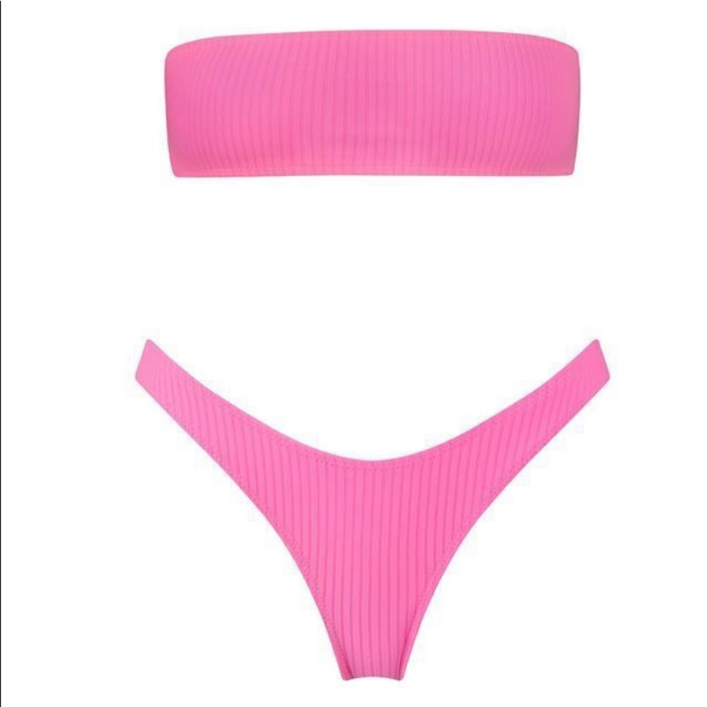 triangl bikini top pink strapless